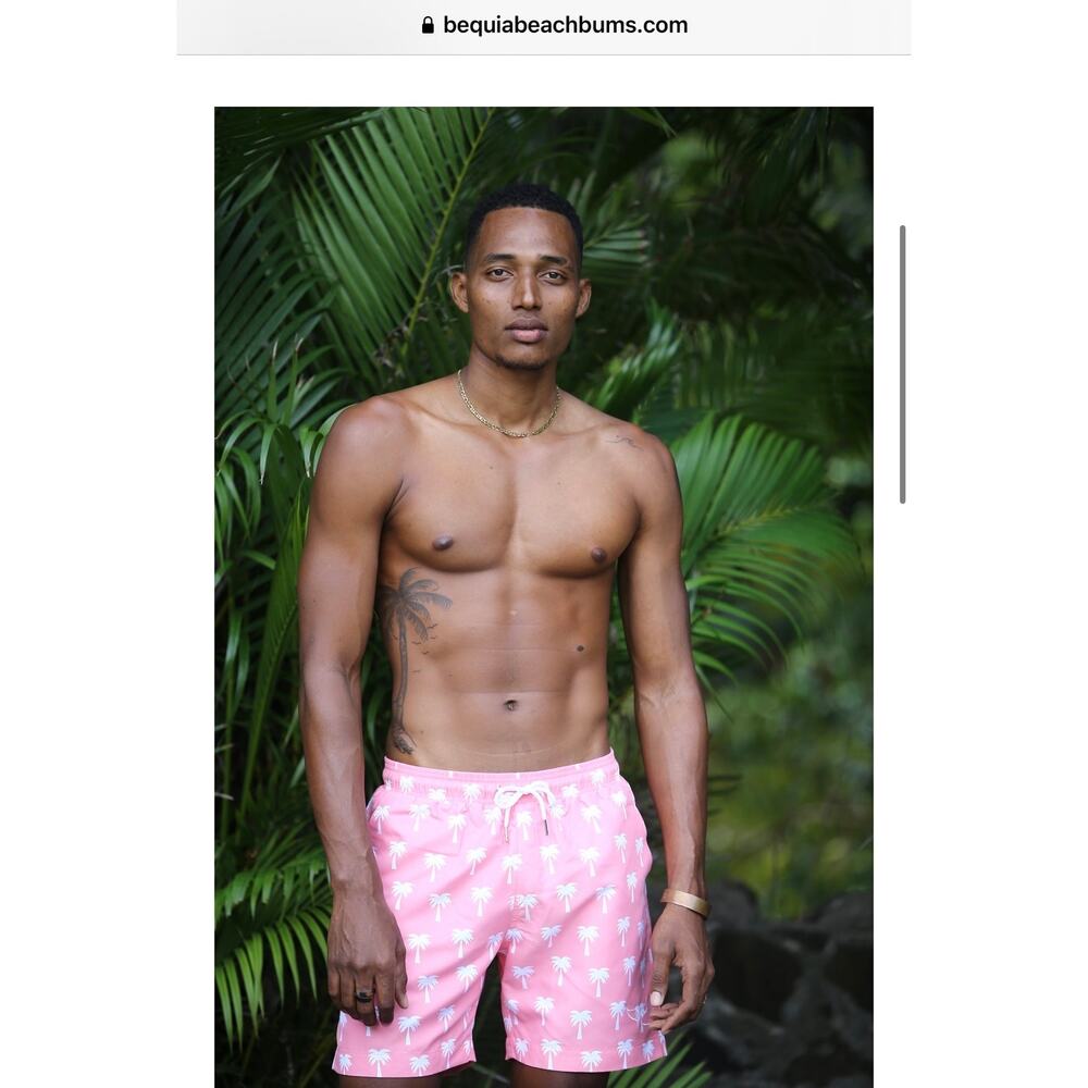 beach bums bequia pink palm tree print swim trunks shorts Size L